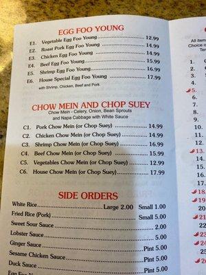 Egg Foo menu