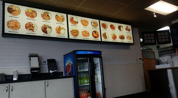 Menu board with pictures.