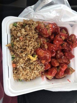 Sweet and sour chicken + fried rice