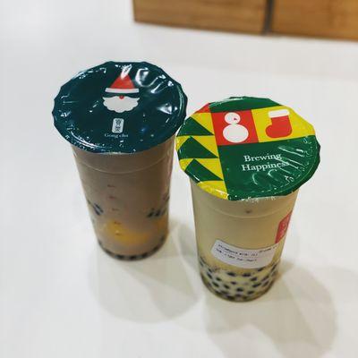 3J (replace grass jelly with more boba) + mango milk for kids (50% still too sweet)