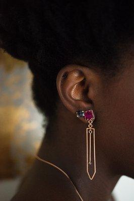 Ruby drop earrings by Enji