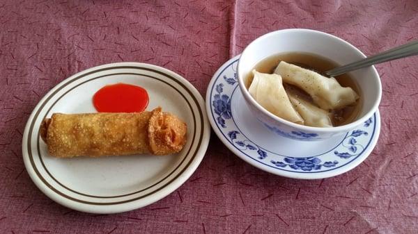 Eggroll and wonton soup