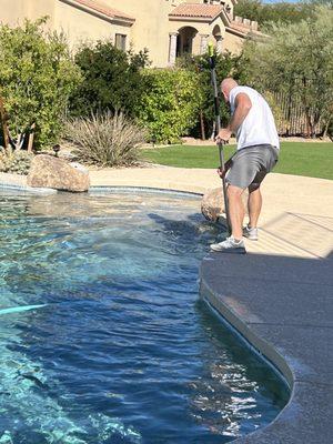 Every weekly cleaning involves a thorough scrub of all pool and spa surfaces