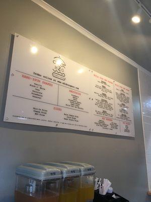 The menu inside.