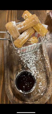 Churros with chocolate dipping sauce