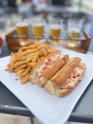 Beer Flight, Lobster Roll, Fries