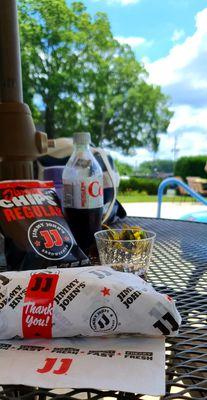 Jimmy John's for the win! Lunching beside the pool.  Mmmmm.