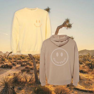 Desert Bum Butter Crewneck & Tan Hoodie.