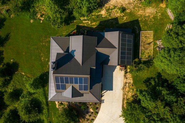 Residential solar electric installation in western North Carolina.