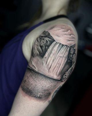 Skogafoss waterfall tattoo