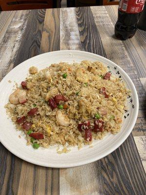 Combo fried rice. (Chicken,bbq pork and shrimp)