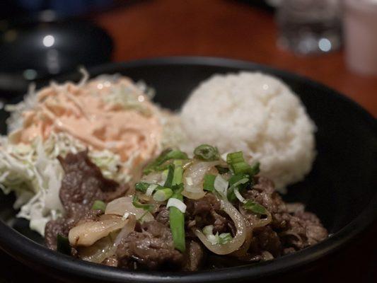 Beef Bulgogi with rice and salad