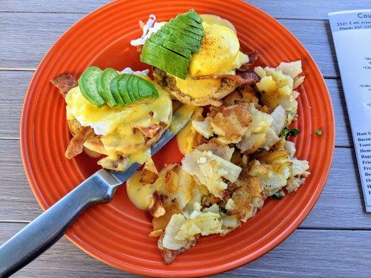 Eggs Benedict with Bacon & Avocado