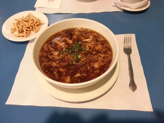 Large bowl of hot and sour soup