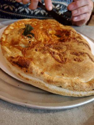 Chicken and spinach calzone