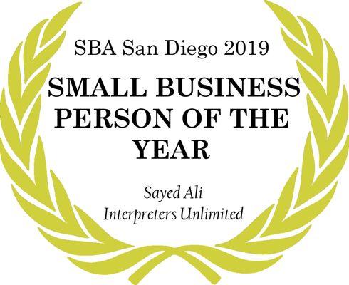 SBA San Diego Small Business Person Of The Year Award 2019