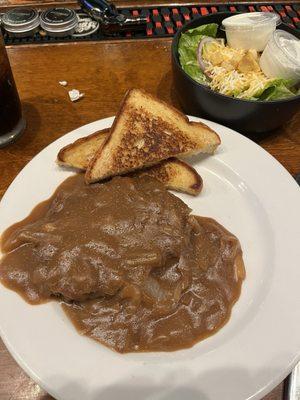 Hamburger steak is pretty damn good and around $15!