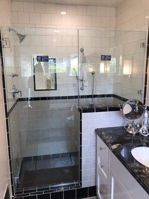 3/8" frameless shower door and panel