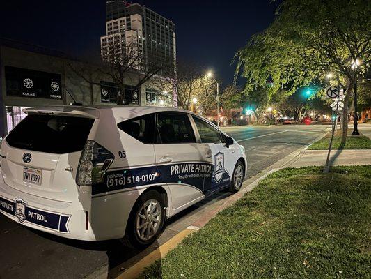 Downtown Sacramento while patrolling multiple client sites.