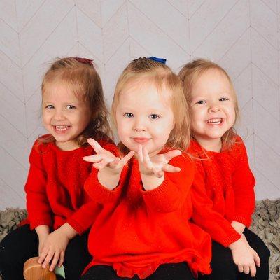 The triplets 2 years old.