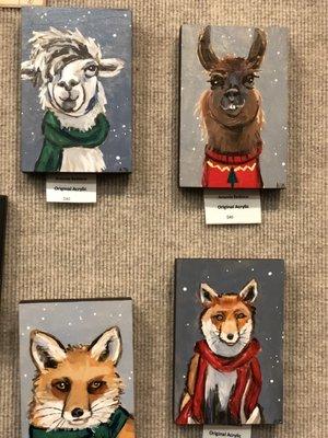 Christmas animals in scarves