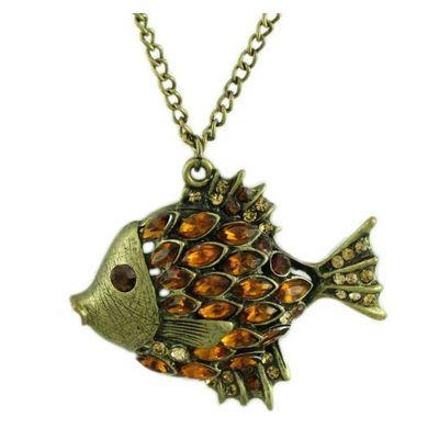 Topaz crystal fish necklace