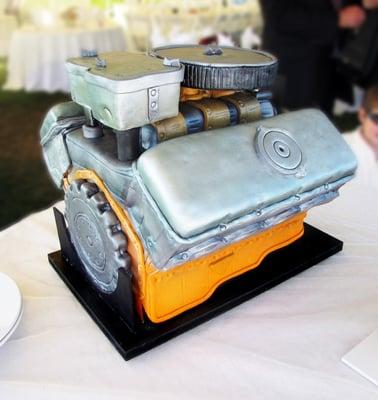 Engine block replica grooms cake