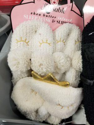 4.99 slippers and a sleep mask so cute