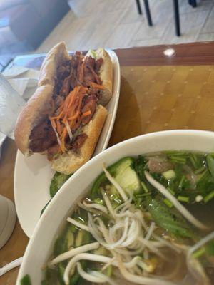 Banh Mi and 56. Pho with rare steak, well done brisket & crunchy flank