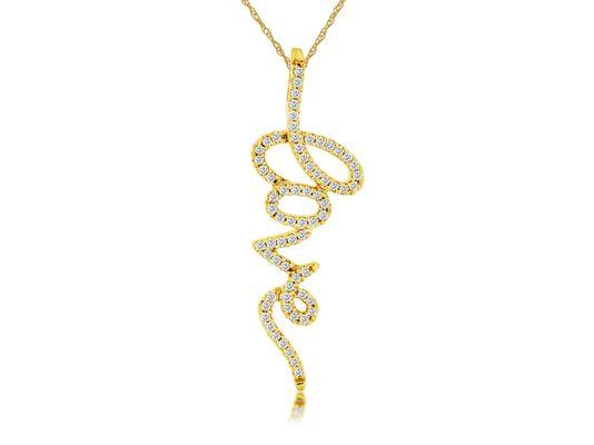 14K Gold Love pendant with diamonds