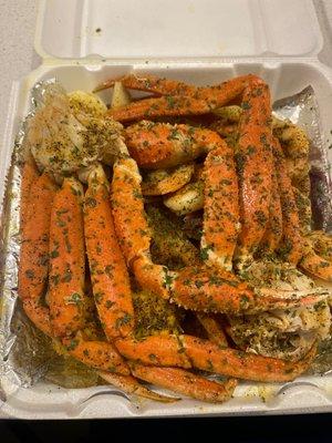 Crab legs and shrimp