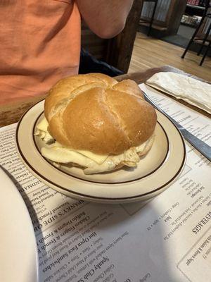 Egg and cheese on a Kaiser roll