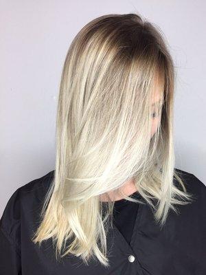 Shadow root with platinum blonde ends