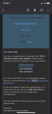 Appointment confirmation