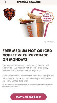 Dunkin' Morning Monday Deal @ Dunkin'  1301 N Wolf Rd, Mount Prospect, IL .Drive Thru .Fast & Easy! Cool