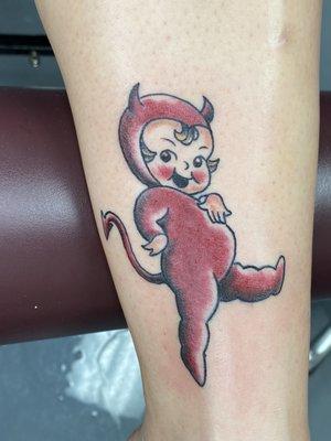 Traditional Color Devil kewpie Tattoo