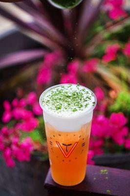 Green Tea with Cheese Foam