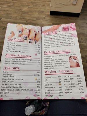 Read menu get ready for lash and waxing services!!!!