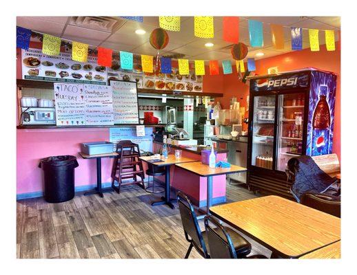 Inside Pueblo Viejo.712 Northwest Hwy, Mount Prospect, IL  Mexican Restaurant on Little Strip Mall.Dine In Takeout Delivery.Cool!!