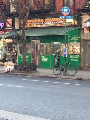 Coffee counter is inside this market on the right.