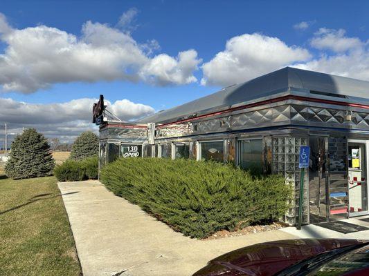 Front of the diner.