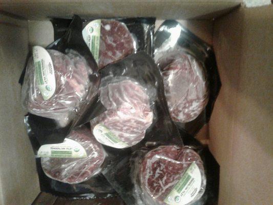 Beef tenderloins Grass fed and Organic