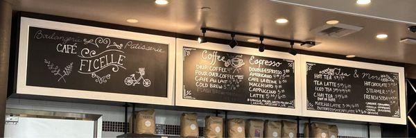 Coffee menu