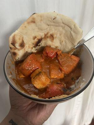 Chicken Tikka Masala with Paneer and Garlic Naan