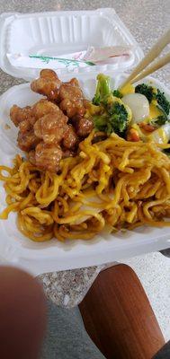 Honey Garlic Chicken Lo mein plate