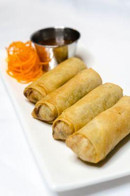 Spring Rolls (vegetarian)- crispy and comes with a sweet & sour sauce like no other!