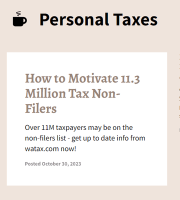 WATAX has a blog for 15 + years - posting updates on tax relief, multiple year non filers and other pertinent issues.