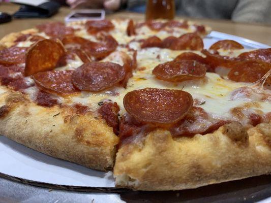 First pepperoni pizza from the new oven