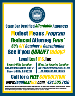 Financial Hardship program designated for Individuals and Families to be qualified to obtain 50% Reduced Fees with their Attorney Member.