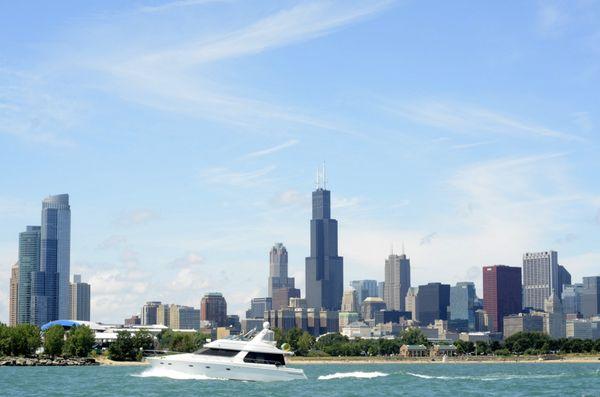 Boat shot from Lake Michigan in Chicago